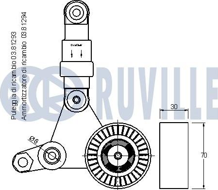 Ruville 541992 - Натягувач ременя, клинові зуб. autozip.com.ua