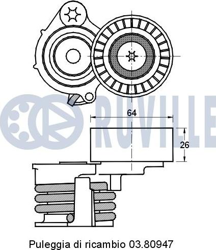 Ruville 541644 - Натягувач ременя, клинові зуб. autozip.com.ua