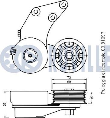 Ruville 541718 - Натягувач ременя, клинові зуб. autozip.com.ua