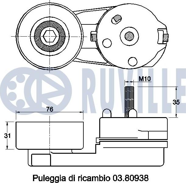 Ruville 542405 - Натягувач ременя, клинові зуб. autozip.com.ua