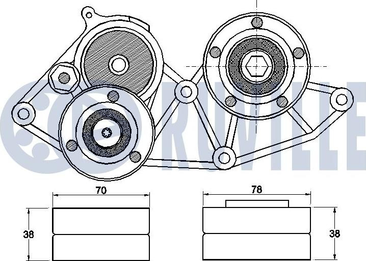 Ruville 542517 - Натягувач ременя, клинові зуб. autozip.com.ua