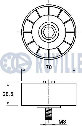 Ruville 542244 - Паразитний / провідний ролик, поліклиновий ремінь autozip.com.ua