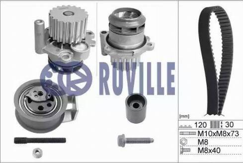 Ruville 55494701 - Водяний насос + комплект зубчатого ременя autozip.com.ua