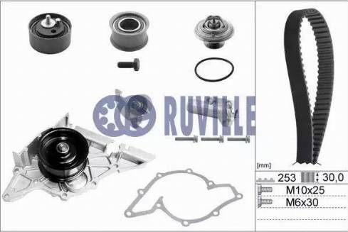 Ruville 55490711 - Водяний насос + комплект зубчатого ременя autozip.com.ua