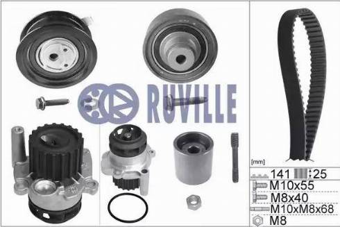 Ruville 55491733 - Водяний насос + комплект зубчатого ременя autozip.com.ua