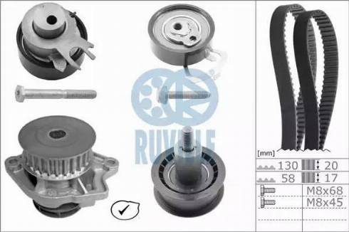 Ruville 55456721 - Водяний насос + комплект зубчатого ременя autozip.com.ua