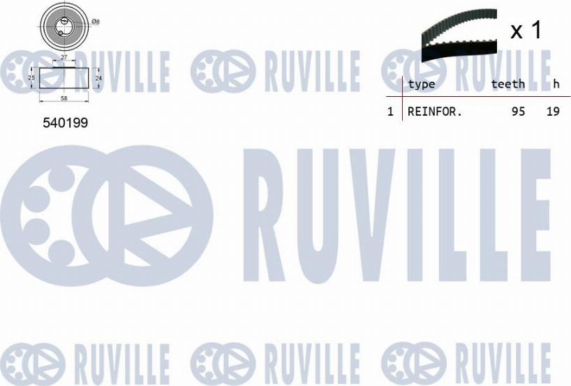 Ruville 550403 - Комплект ременя ГРМ autozip.com.ua