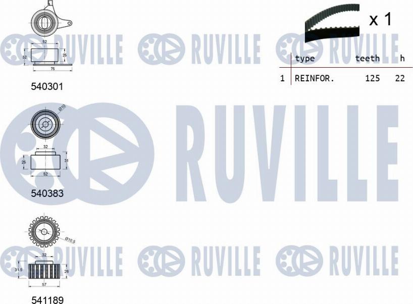 Ruville 550407 - Комплект ременя ГРМ autozip.com.ua