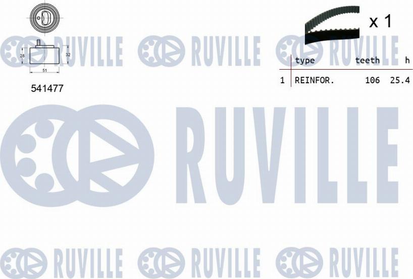 Ruville 550488 - Комплект ременя ГРМ autozip.com.ua