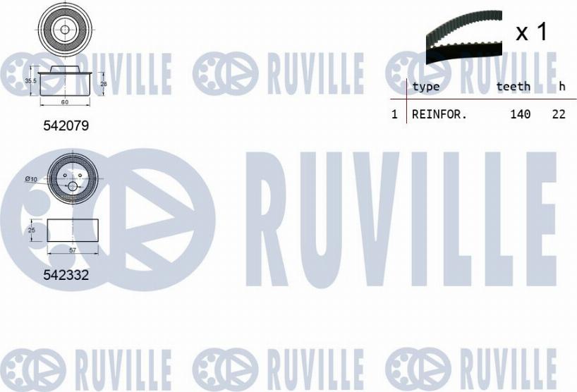 Ruville 550487 - Комплект ременя ГРМ autozip.com.ua