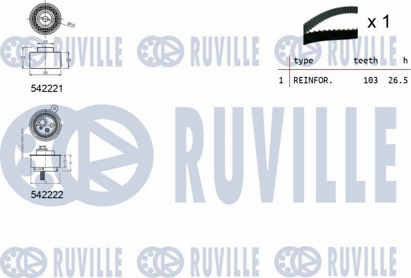 Ruville 550430 - Комплект ременя ГРМ autozip.com.ua