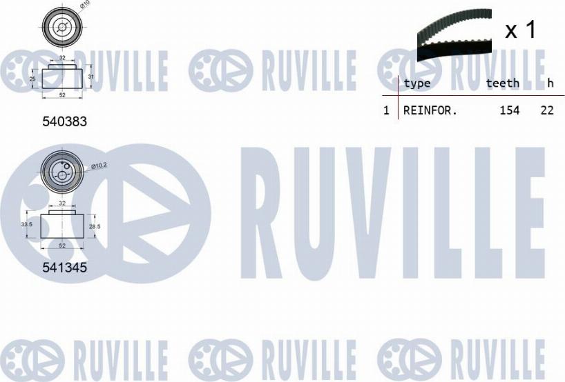 Ruville 550438 - Комплект ременя ГРМ autozip.com.ua