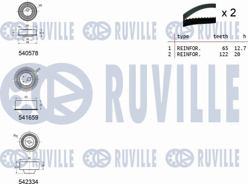 Ruville 550425 - Комплект ременя ГРМ autozip.com.ua