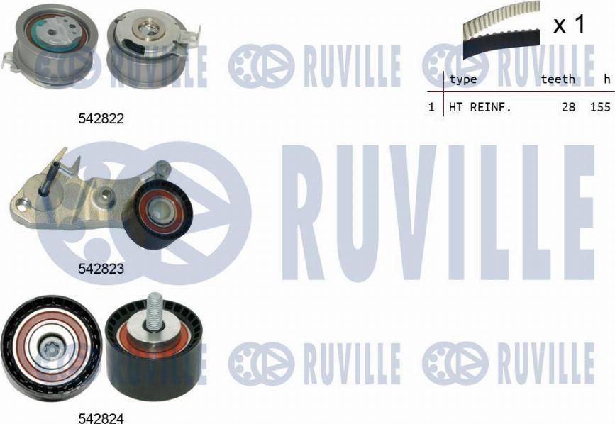 Ruville 550502 - Комплект ременя ГРМ autozip.com.ua