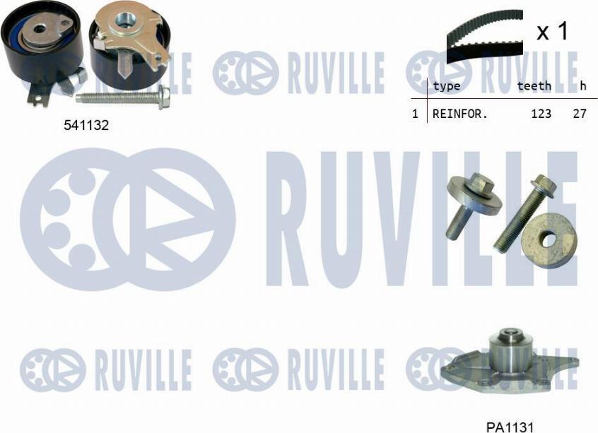 Ruville 5500551 - Водяний насос + комплект зубчатого ременя autozip.com.ua