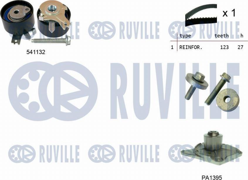 Ruville 5500552 - Водяний насос + комплект зубчатого ременя autozip.com.ua