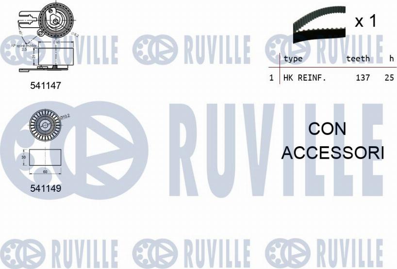 Ruville 550058 - Комплект ременя ГРМ autozip.com.ua