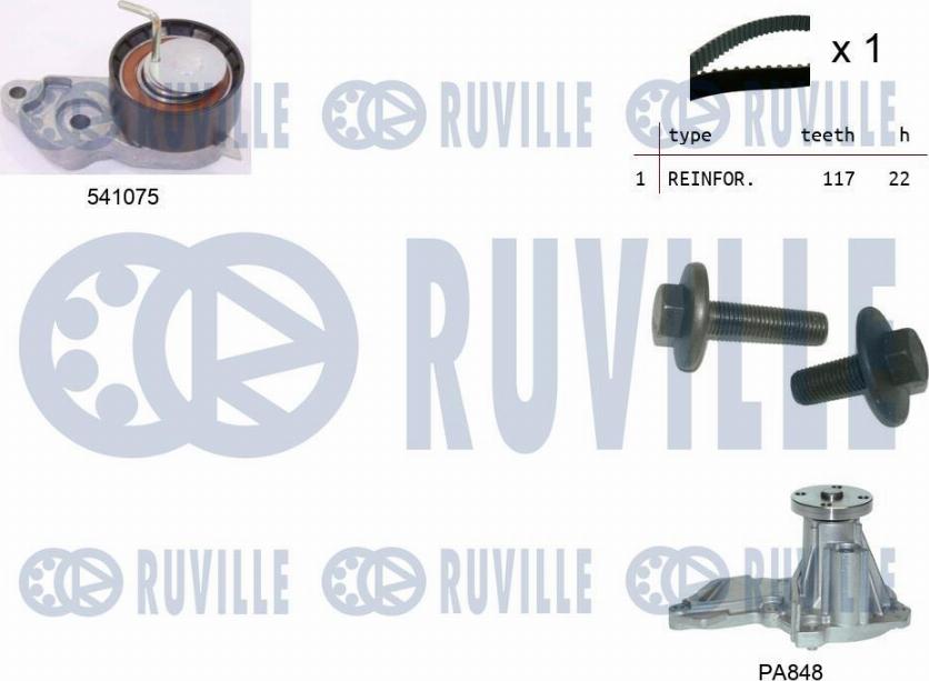 Ruville 5500641 - Водяний насос + комплект зубчатого ременя autozip.com.ua