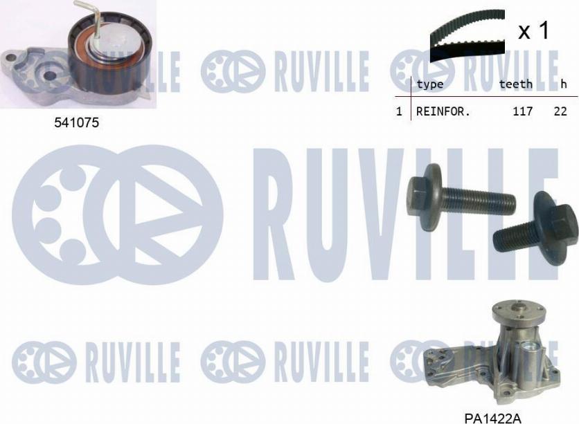 Ruville 5500642 - Водяний насос + комплект зубчатого ременя autozip.com.ua