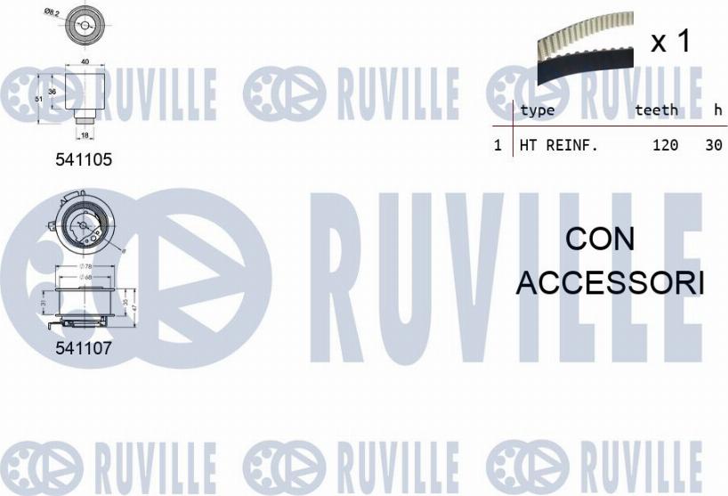 Ruville 550061 - Комплект ременя ГРМ autozip.com.ua