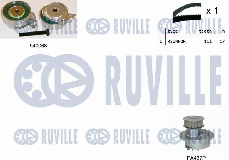 Ruville 5500051 - Водяний насос + комплект зубчатого ременя autozip.com.ua