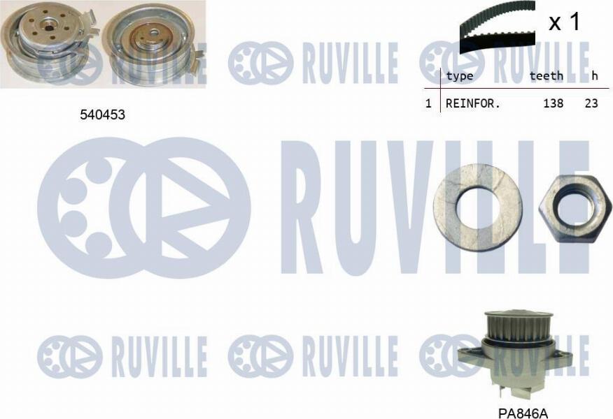 Ruville 5500132 - Водяний насос + комплект зубчатого ременя autozip.com.ua