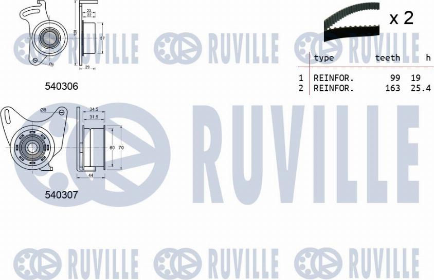 Ruville 550039 - Комплект ременя ГРМ autozip.com.ua