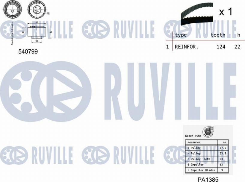 Ruville 5500342 - Водяний насос + комплект зубчатого ременя autozip.com.ua