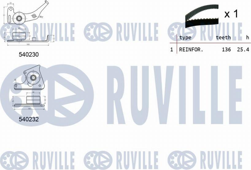 Ruville 550020 - Комплект ременя ГРМ autozip.com.ua