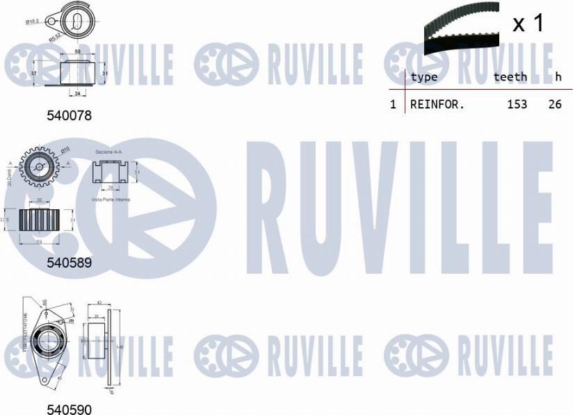 Ruville 550021 - Комплект ременя ГРМ autozip.com.ua