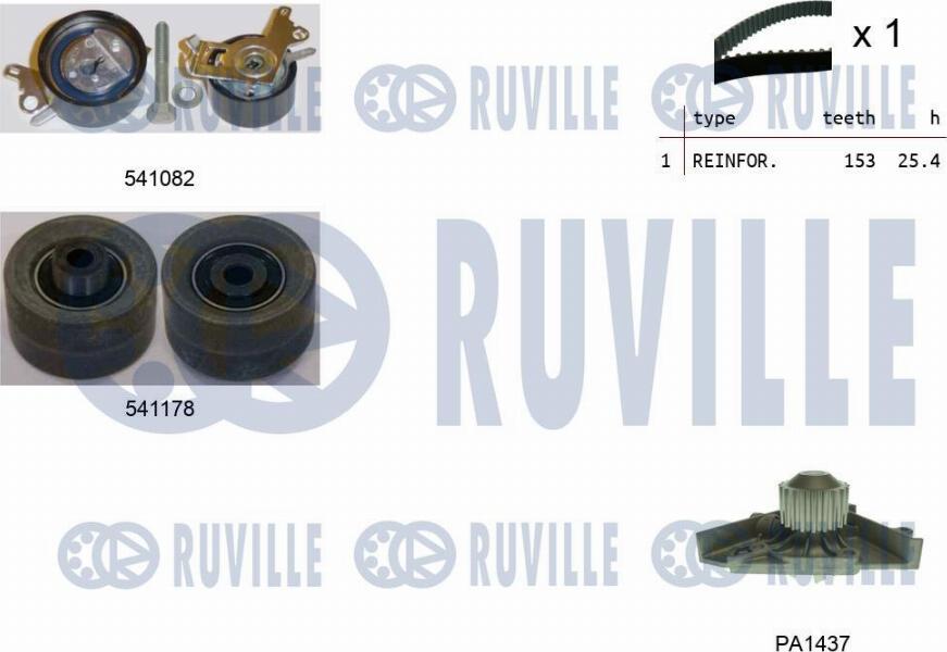 Ruville 5501451 - Водяний насос + комплект зубчатого ременя autozip.com.ua