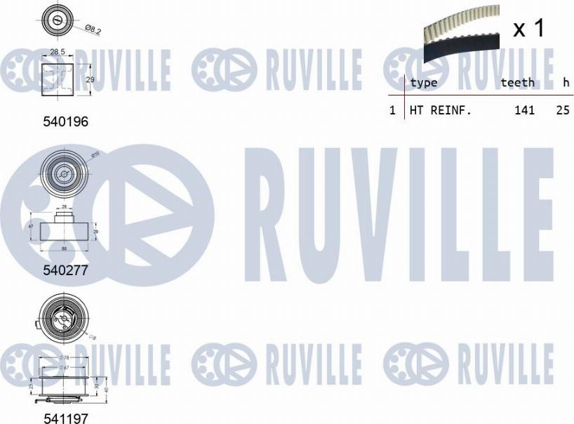 Ruville 550153 - Комплект ременя ГРМ autozip.com.ua