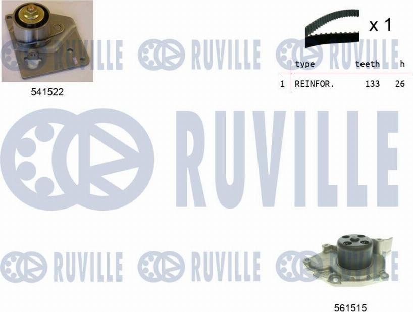 Ruville 5501282 - Водяний насос + комплект зубчатого ременя autozip.com.ua