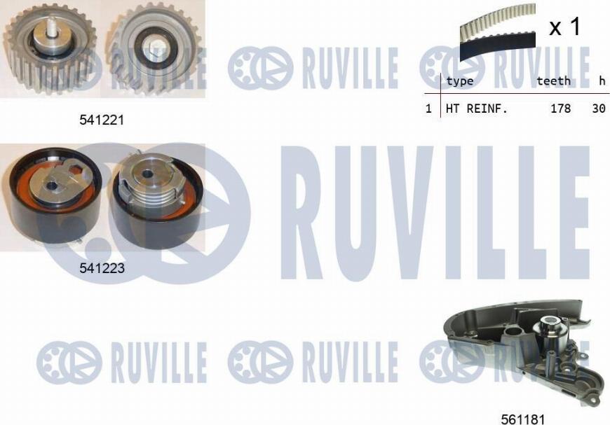 Ruville 5501221 - Водяний насос + комплект зубчатого ременя autozip.com.ua