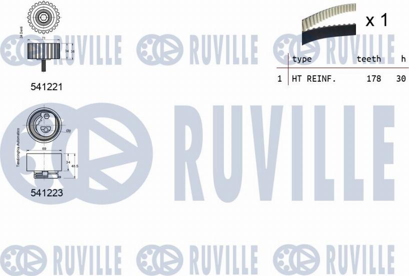 Ruville 550122 - Комплект ременя ГРМ autozip.com.ua