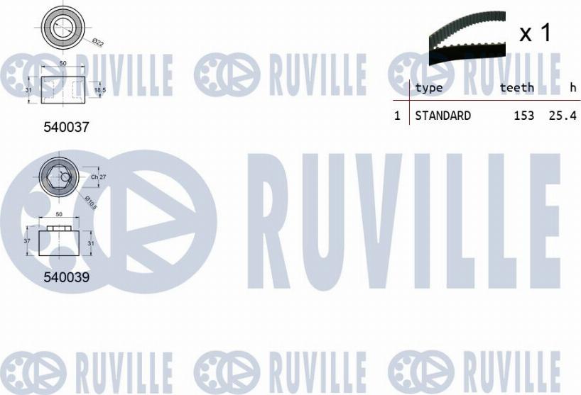 Ruville 550170 - Комплект ременя ГРМ autozip.com.ua