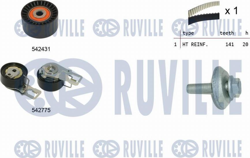 Ruville 550395 - Комплект ременя ГРМ autozip.com.ua