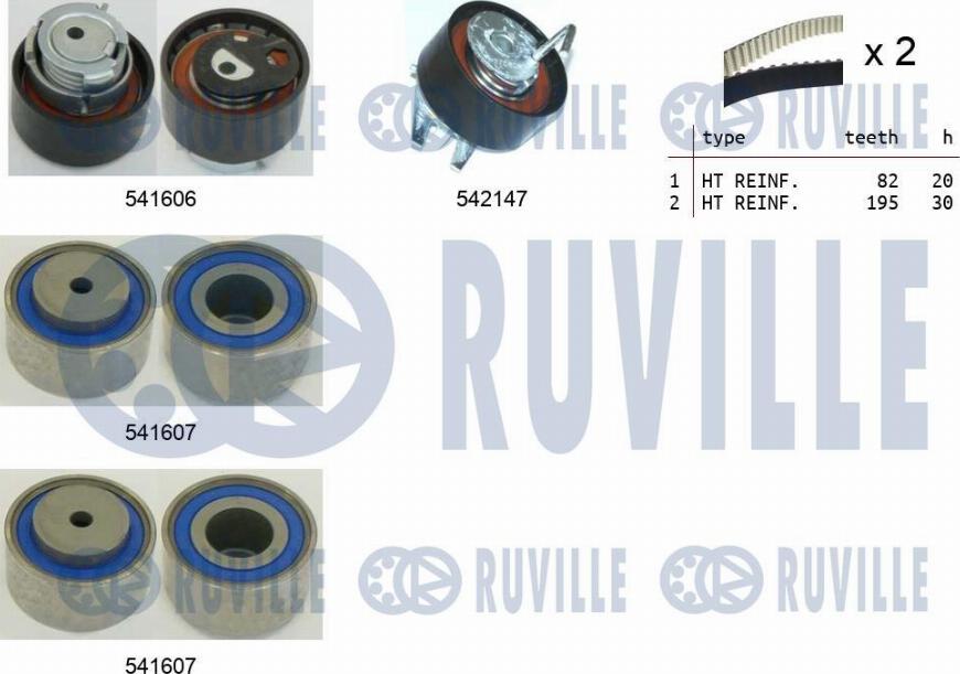 Ruville 550398 - Комплект ременя ГРМ autozip.com.ua