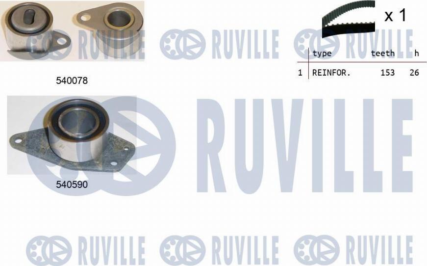 Ruville 550344 - Комплект ременя ГРМ autozip.com.ua