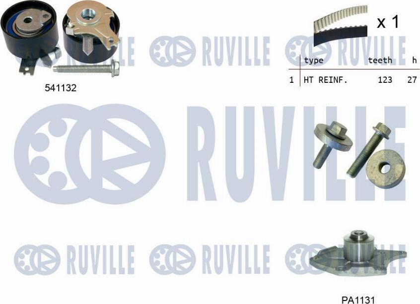 Ruville 5503551 - Водяний насос + комплект зубчатого ременя autozip.com.ua