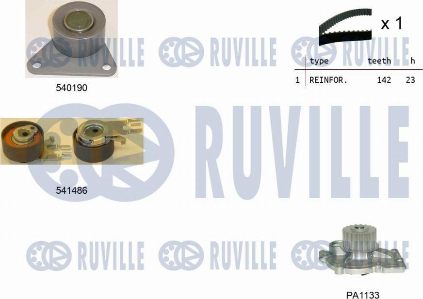 Ruville 5503641 - Водяний насос + комплект зубчатого ременя autozip.com.ua