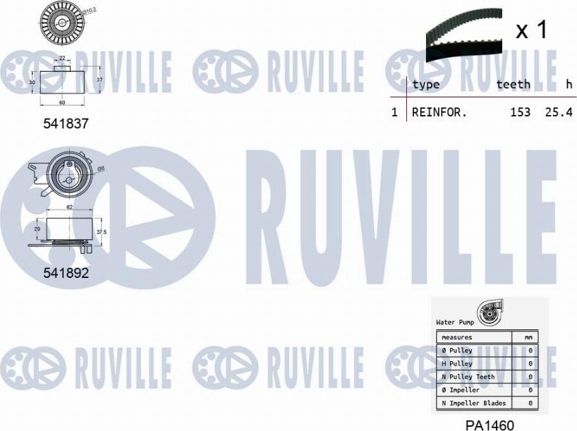 Ruville 5503661 - Водяний насос + комплект зубчатого ременя autozip.com.ua