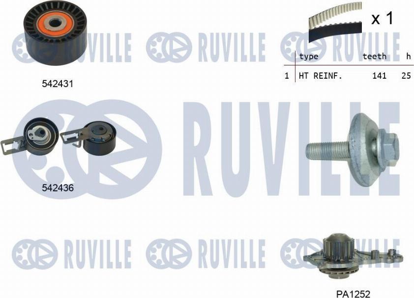 Ruville 5503681 - Водяний насос + комплект зубчатого ременя autozip.com.ua