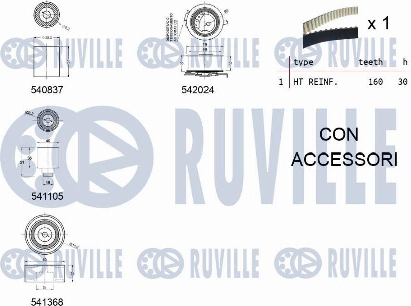 Ruville 550305 - Комплект ременя ГРМ autozip.com.ua