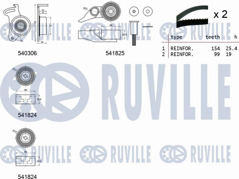 Ruville 550301 - Комплект ременя ГРМ autozip.com.ua