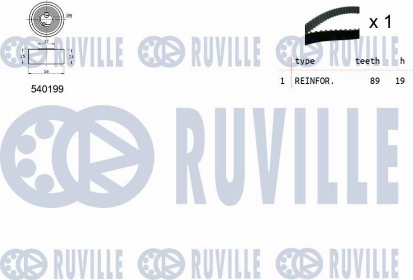 Ruville 550310 - Комплект ременя ГРМ autozip.com.ua