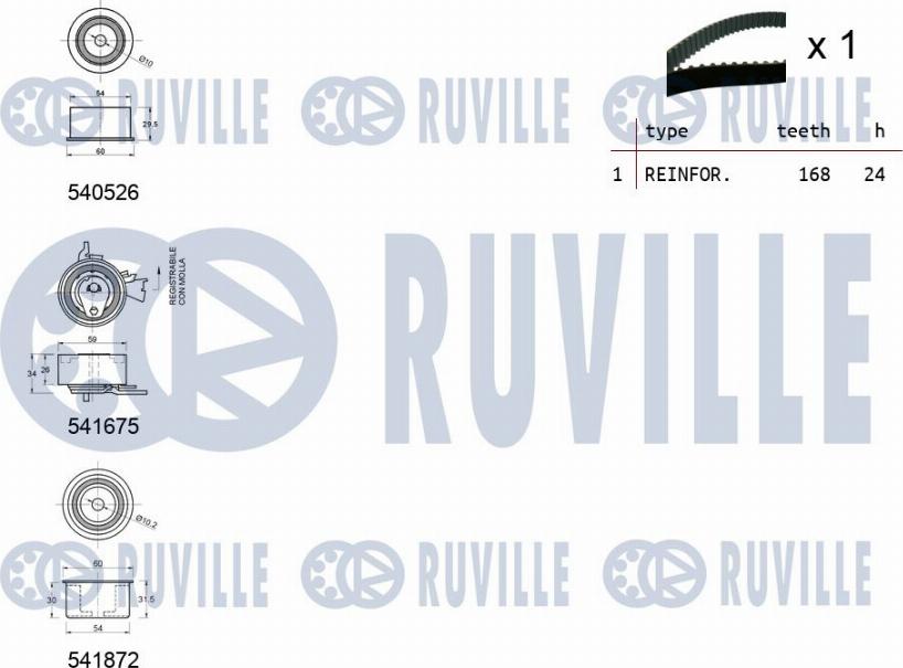 Ruville 550318 - Комплект ременя ГРМ autozip.com.ua