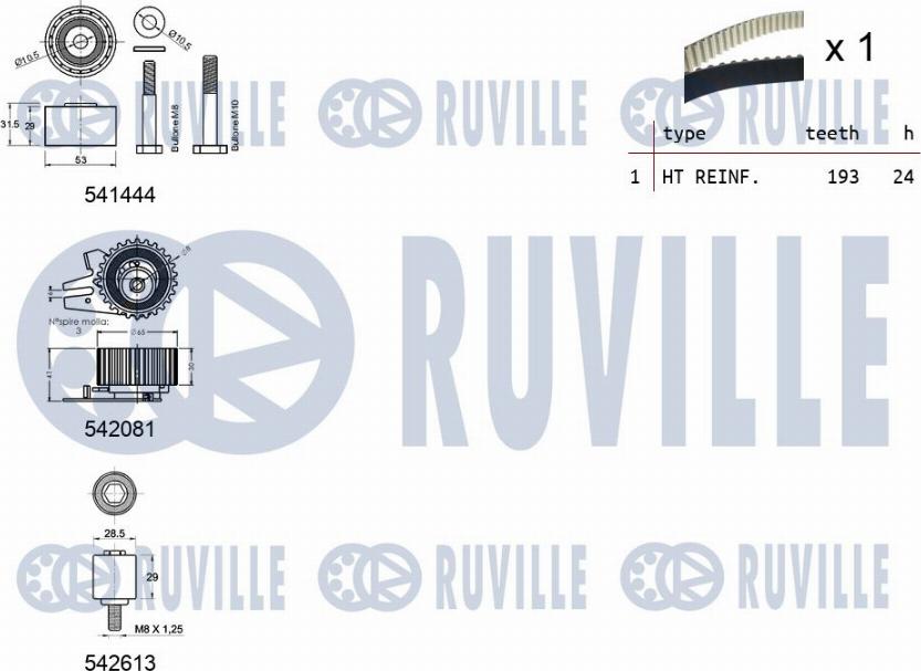 Ruville 550389 - Комплект ременя ГРМ autozip.com.ua