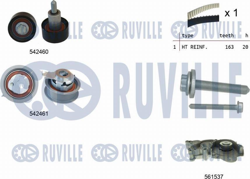 Ruville 5503841 - Водяний насос + комплект зубчатого ременя autozip.com.ua