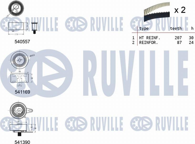 Ruville 550383 - Комплект ременя ГРМ autozip.com.ua